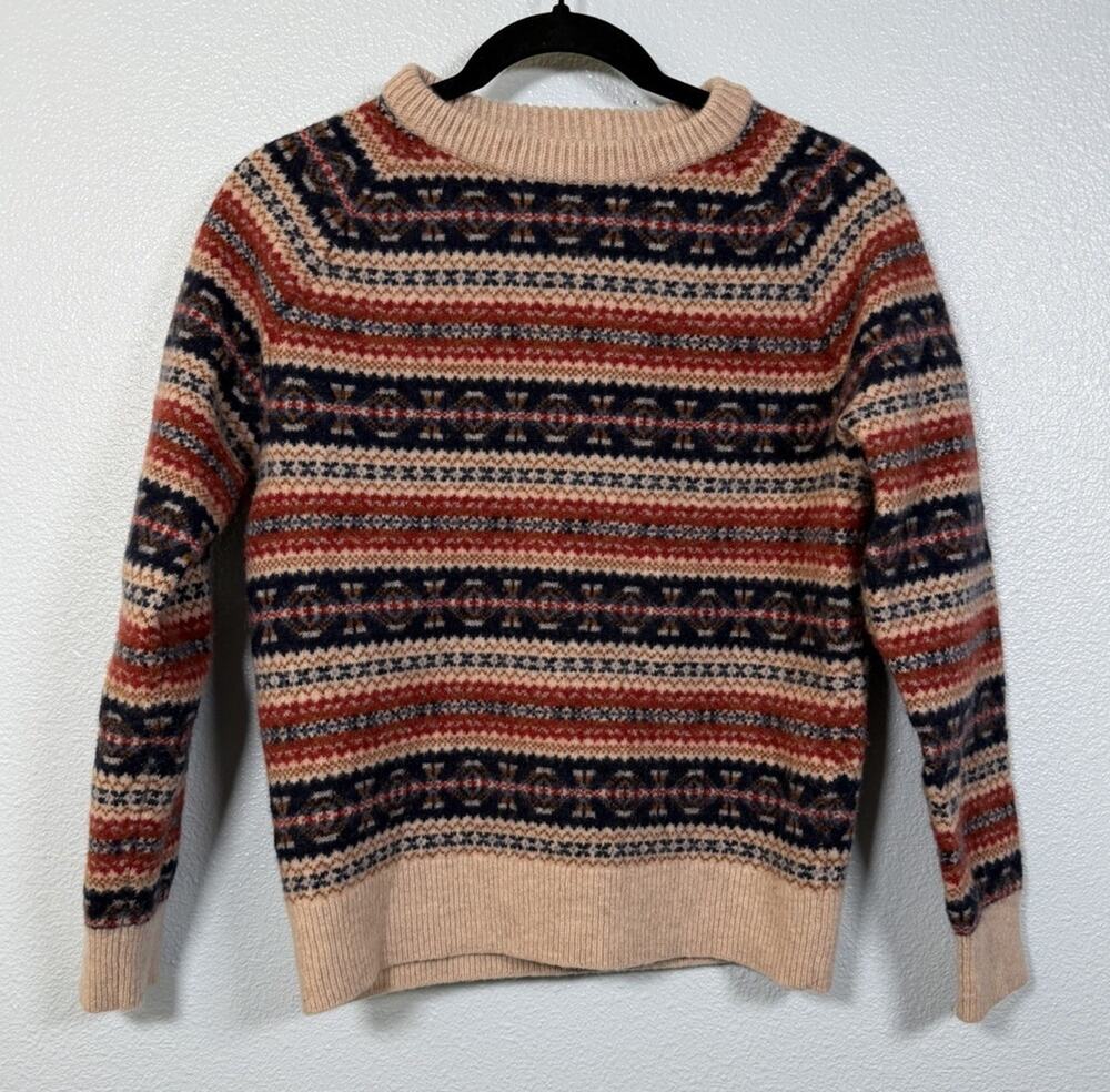 J.Crew Women’s M 100% Lambswool Fair Isle Sweater Nordic Wool READ
